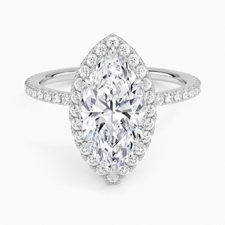 Celestial Crown 2 Carat Marquis-cut Ring With Halo in 14k White Gold