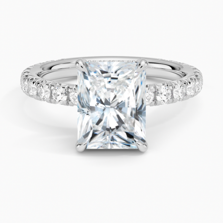 Radiant Affection 14k White Gold, 2 Carat Emerald Lab Grown